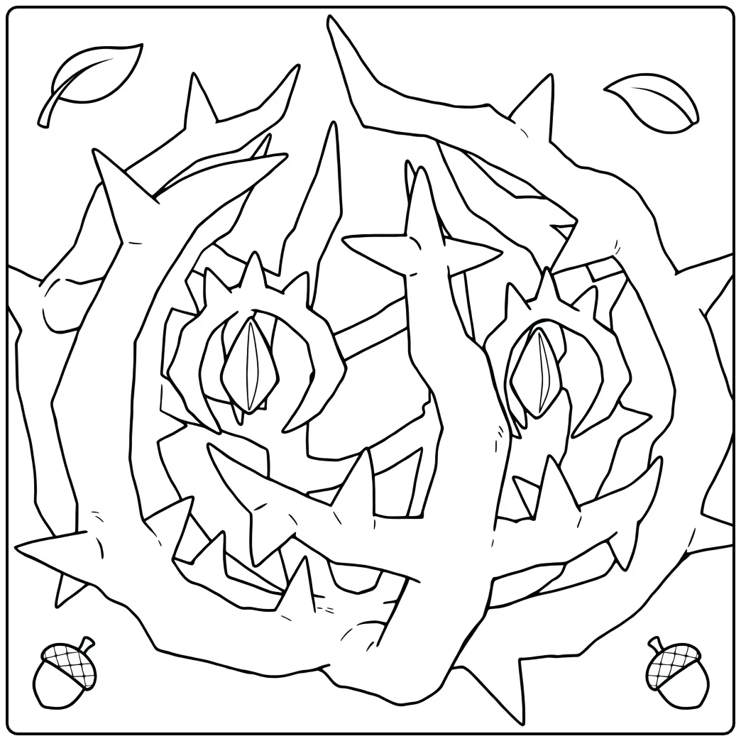 Brambleghast Spooky Ghost Tree with Acorns coloring page