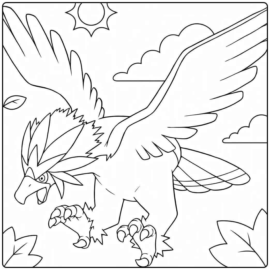 Braviary Majestic Eagle with Clouds coloring page