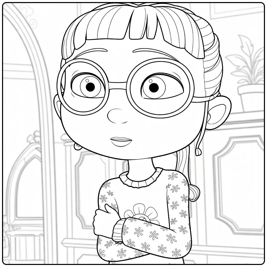 bridget Schattig Meisje with Big Glasses coloring page