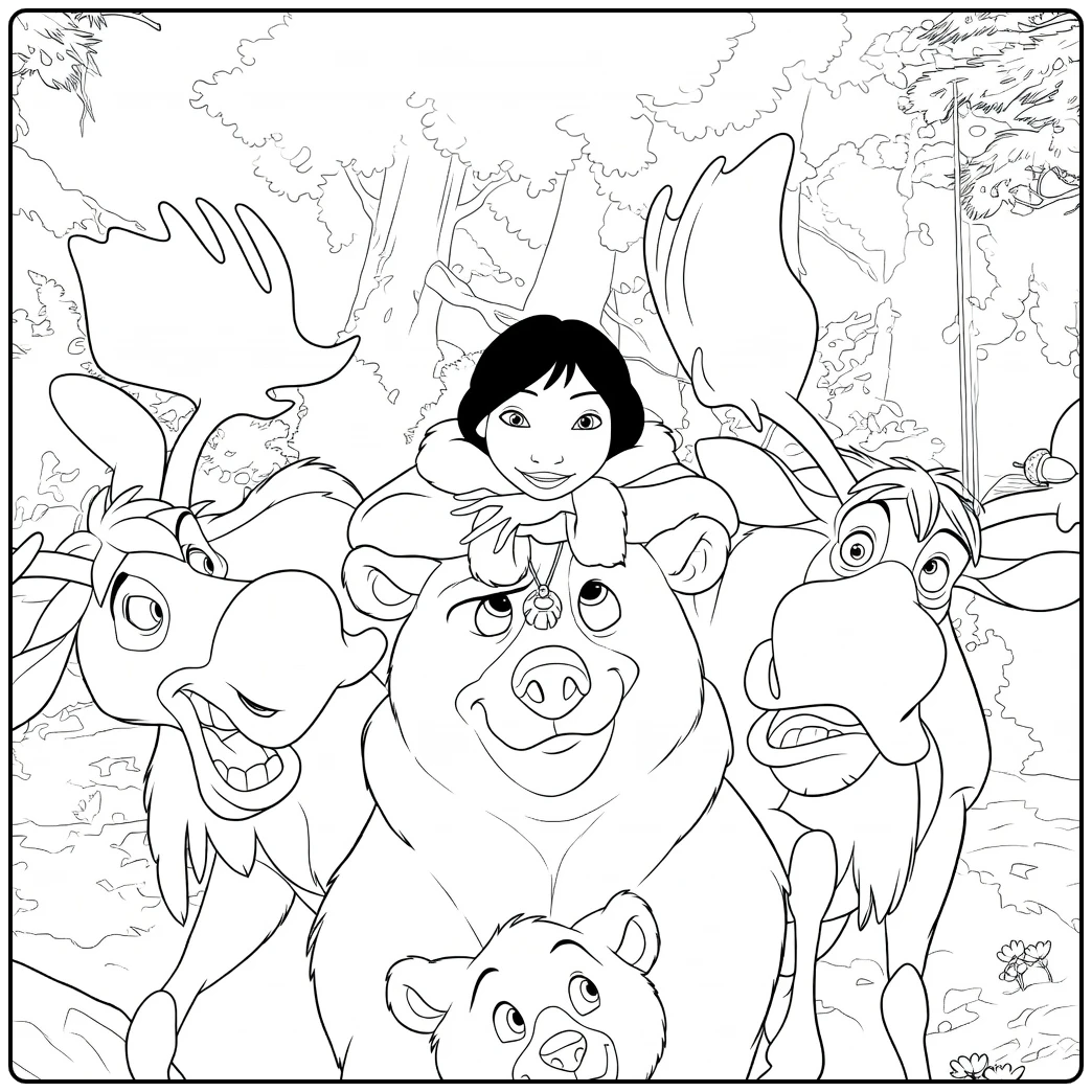 brother Bear Adventure with Kenai and Koda coloring page