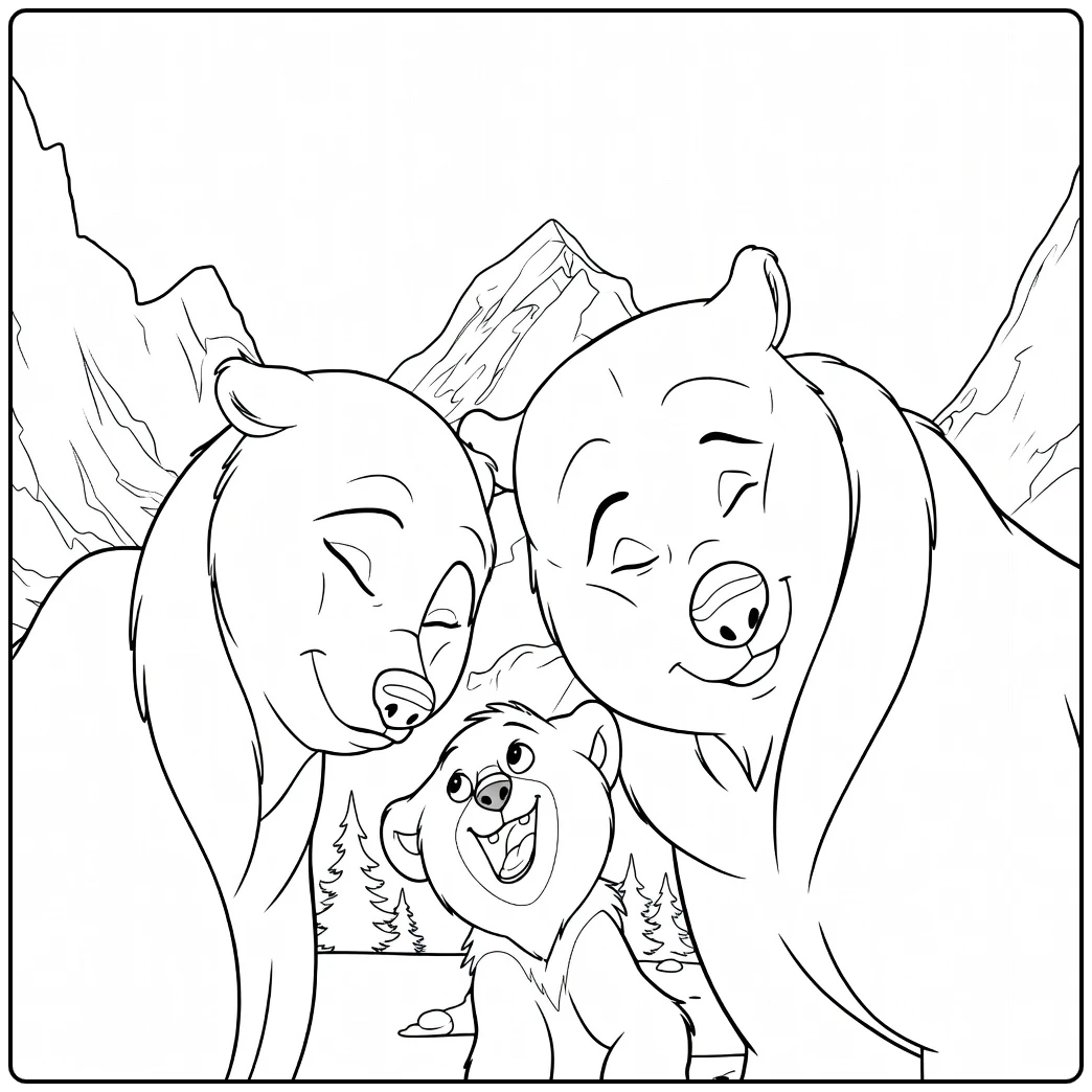 brother Bear Happy Berenfamilie coloring page