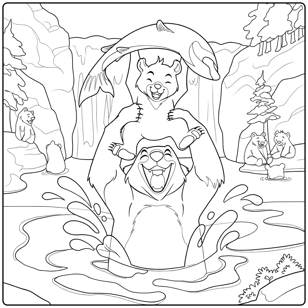 brother Bear Cheerful Berenfamilie coloring page