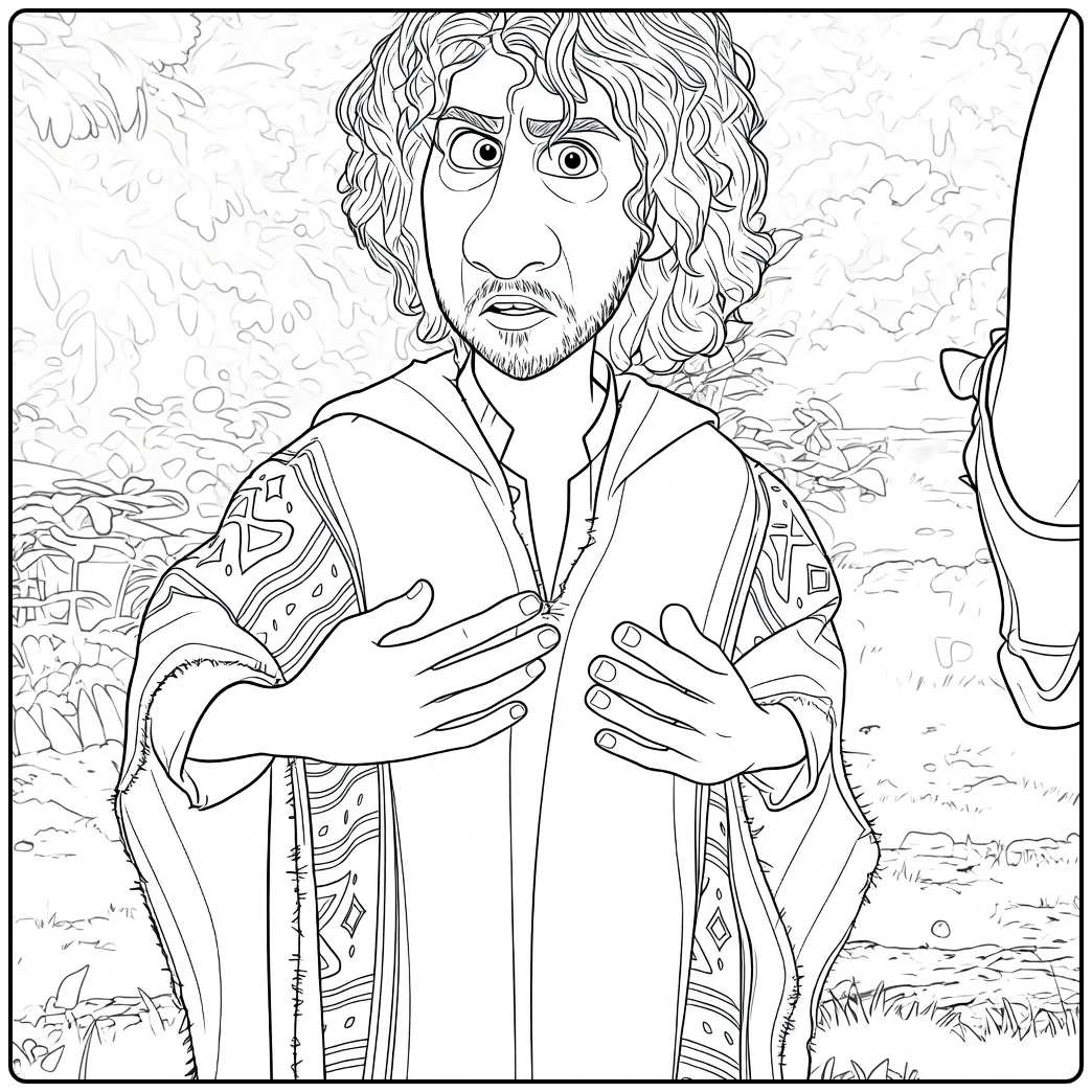 Bruno Madrigal Encanto Shocked Face coloring page