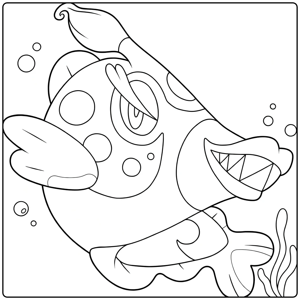 bruxish coloring page dynamische Pokemon in sea
