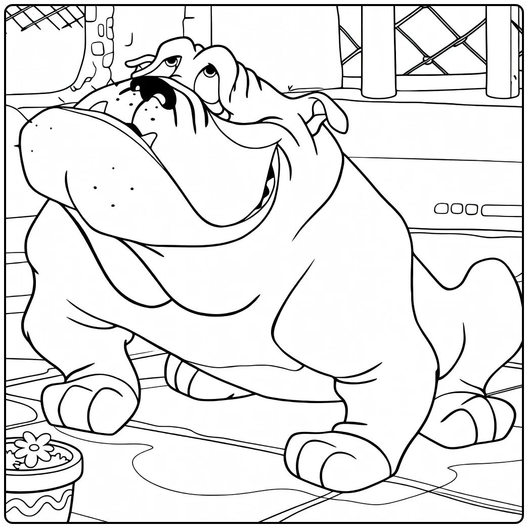 bull coloring page bulldog ontspannen on farm