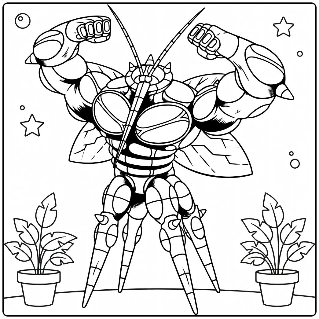 Buzzwole Tough Ultra Beast with Stars coloring page