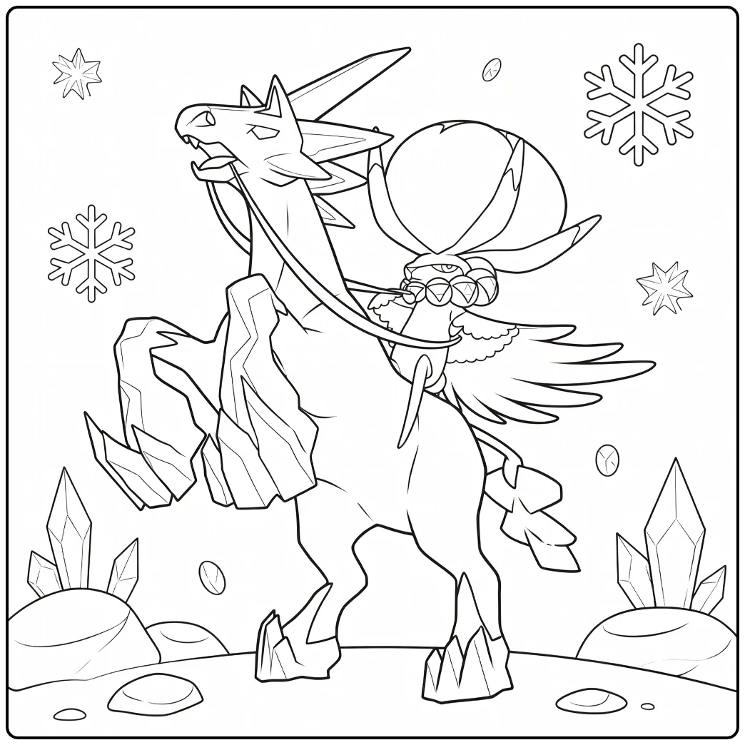 Calyrex Ice Rider Action-packed Icy Scene coloring page
