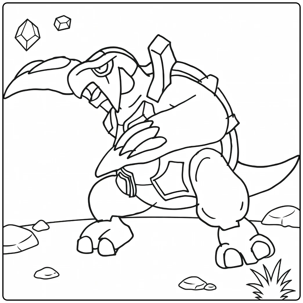 Carracosta in Action Pose with Rocks coloring page
