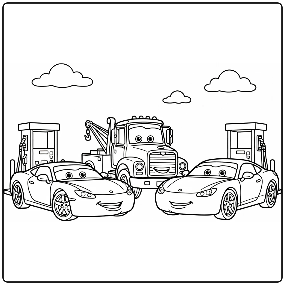 cars Sportauto Sleepwagen and Coup coloring page