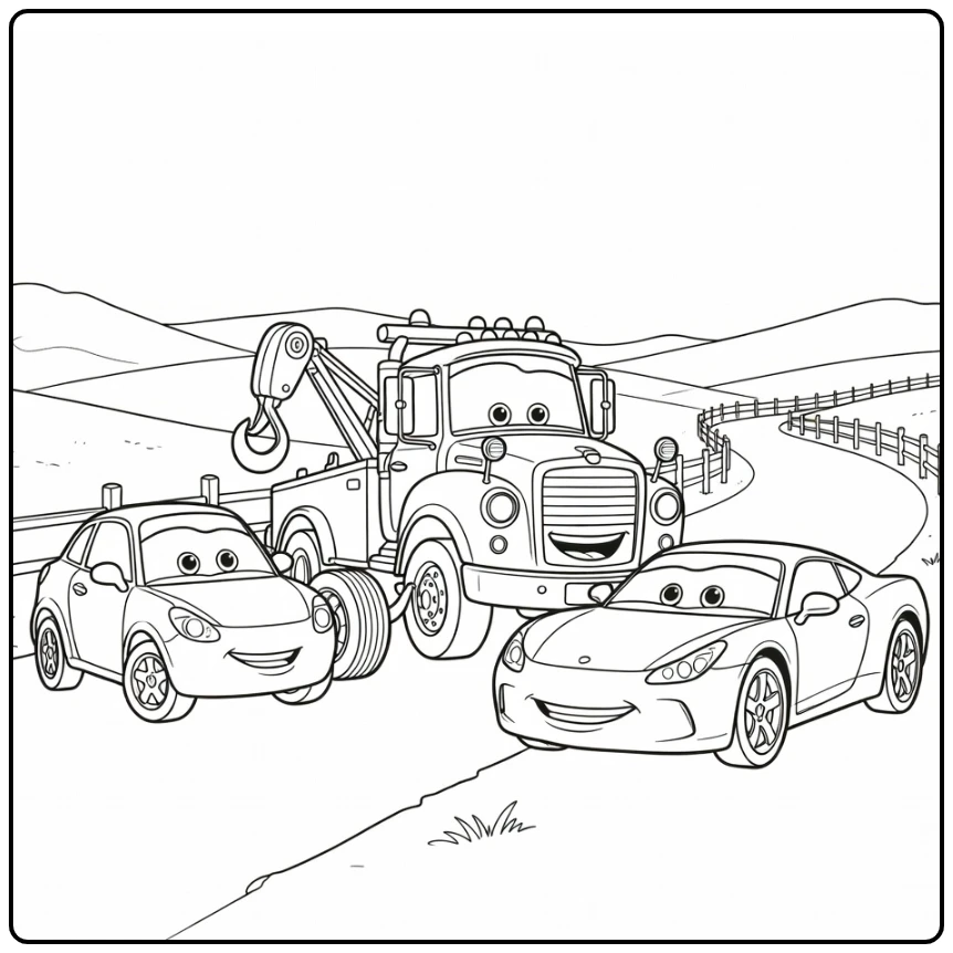 cars Sleepwagen Helpt Compacte Car Band Wisselen coloring page