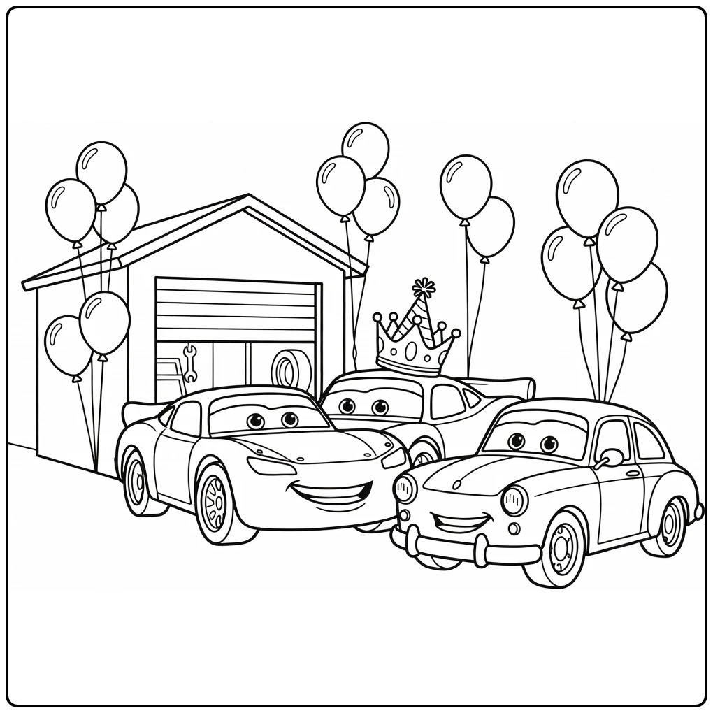 cars Verjaardag Party Race Car Oude Car coloring page