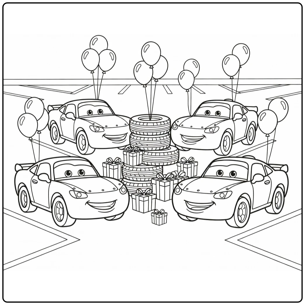 cars Verjaardag Feestende Pratende Cars coloring page