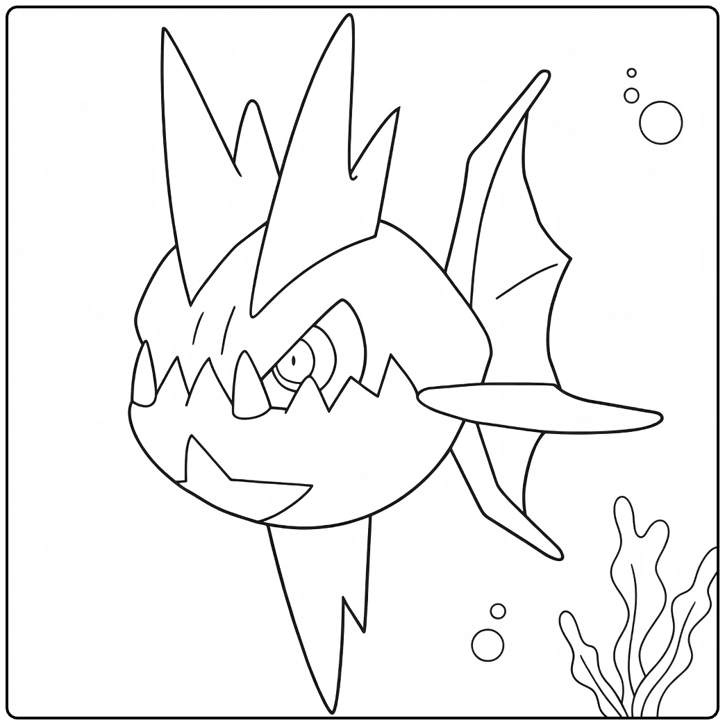 Carvanha Spikes and Angry Eyes coloring page