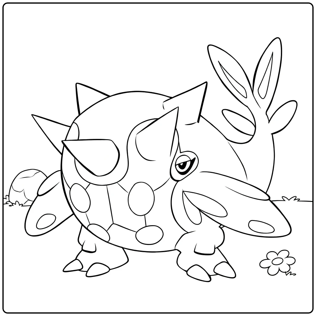 Cetitan Rocks Flower and Grass coloring page