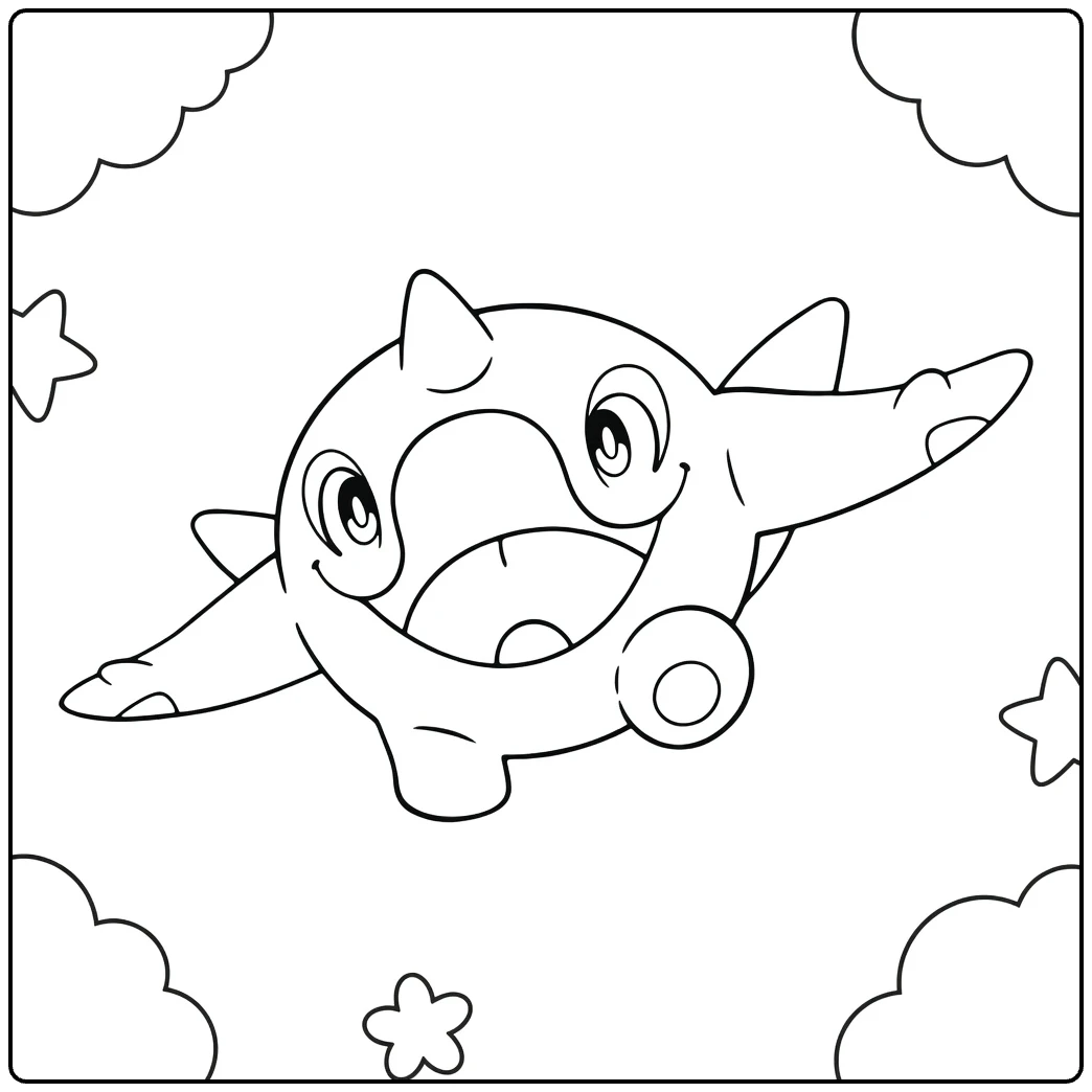 Cetoddle in Clouds with Stars coloring page