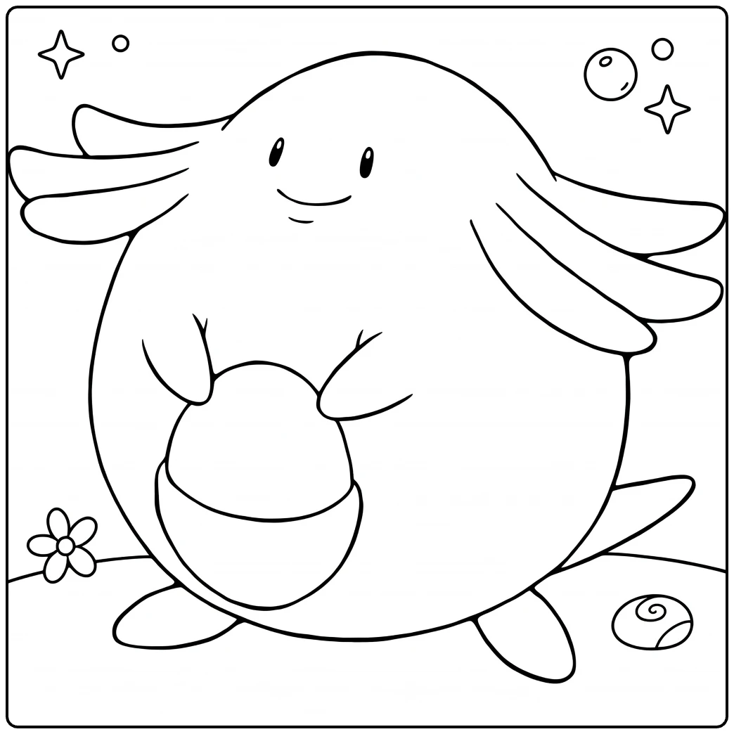 chansey Schattig with Big Ei coloring page
