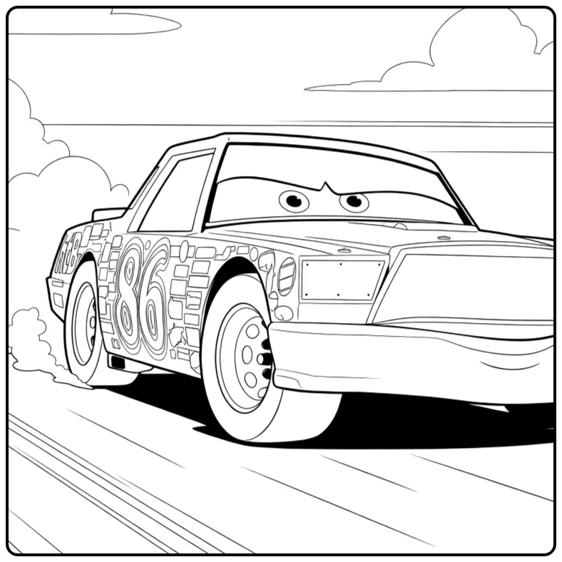 chick Hicks Rook and Angry Eyes coloring page
