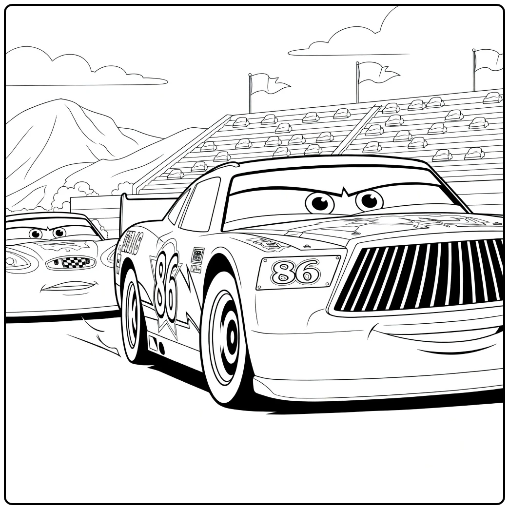 chick Hicks Stadion and Bergen coloring page