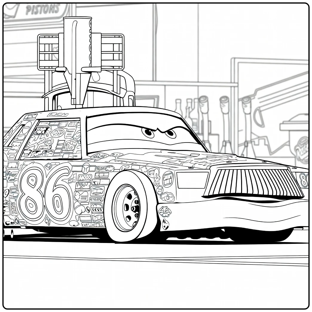 chick Hicks Stickers and Angry Blik coloring page