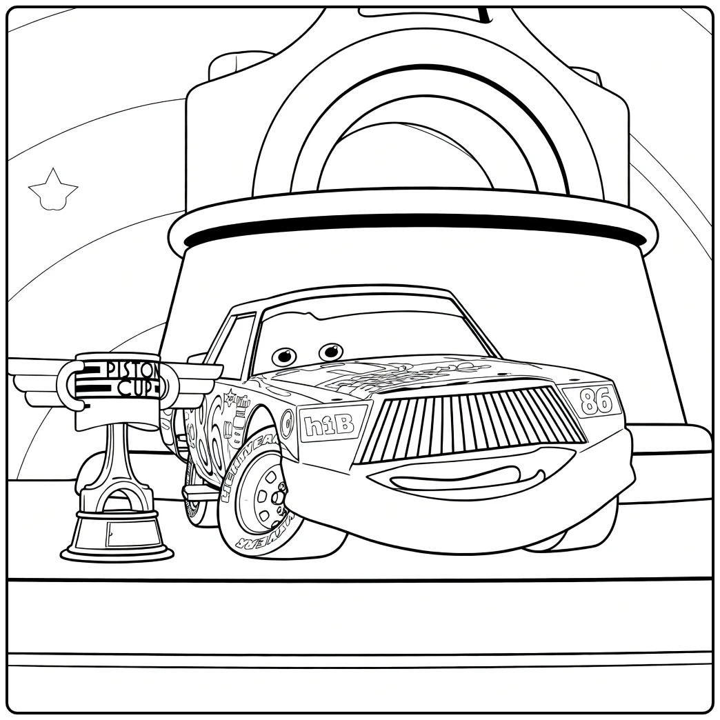 chick Hicks on Piston Cup Podium coloring page