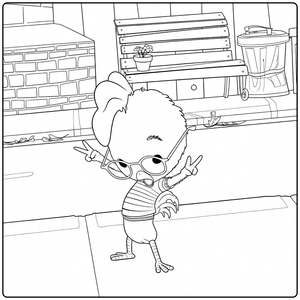 chicken Little Funny Chicken with Glasses coloring page