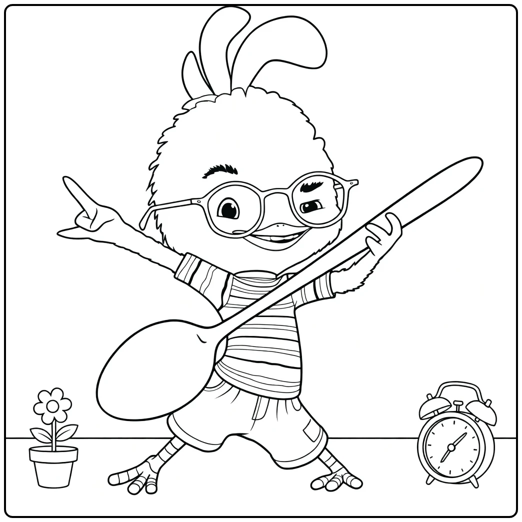 chicken Little Brave Chicken with Baseball Bat coloring page