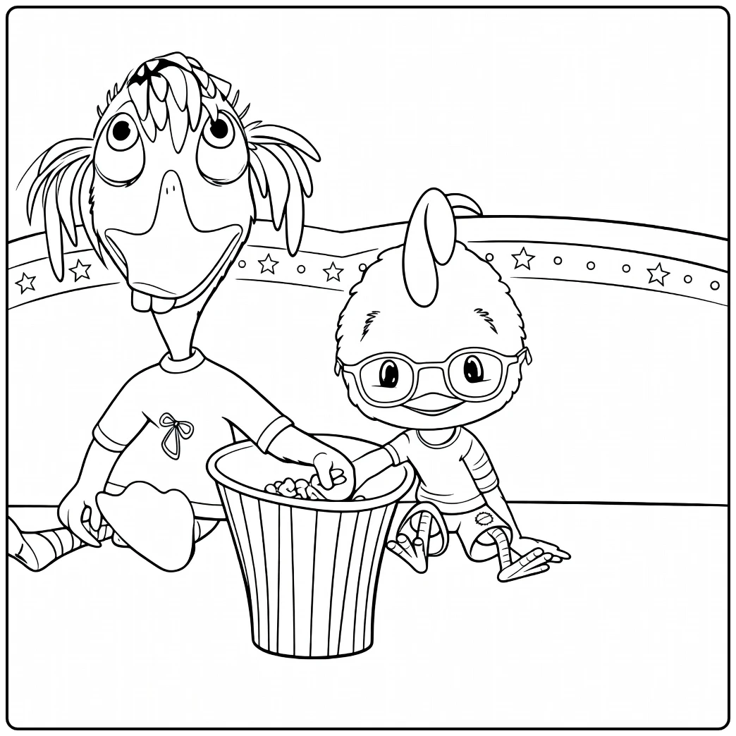 chicken Little Chickens in the Movie Theater coloring page