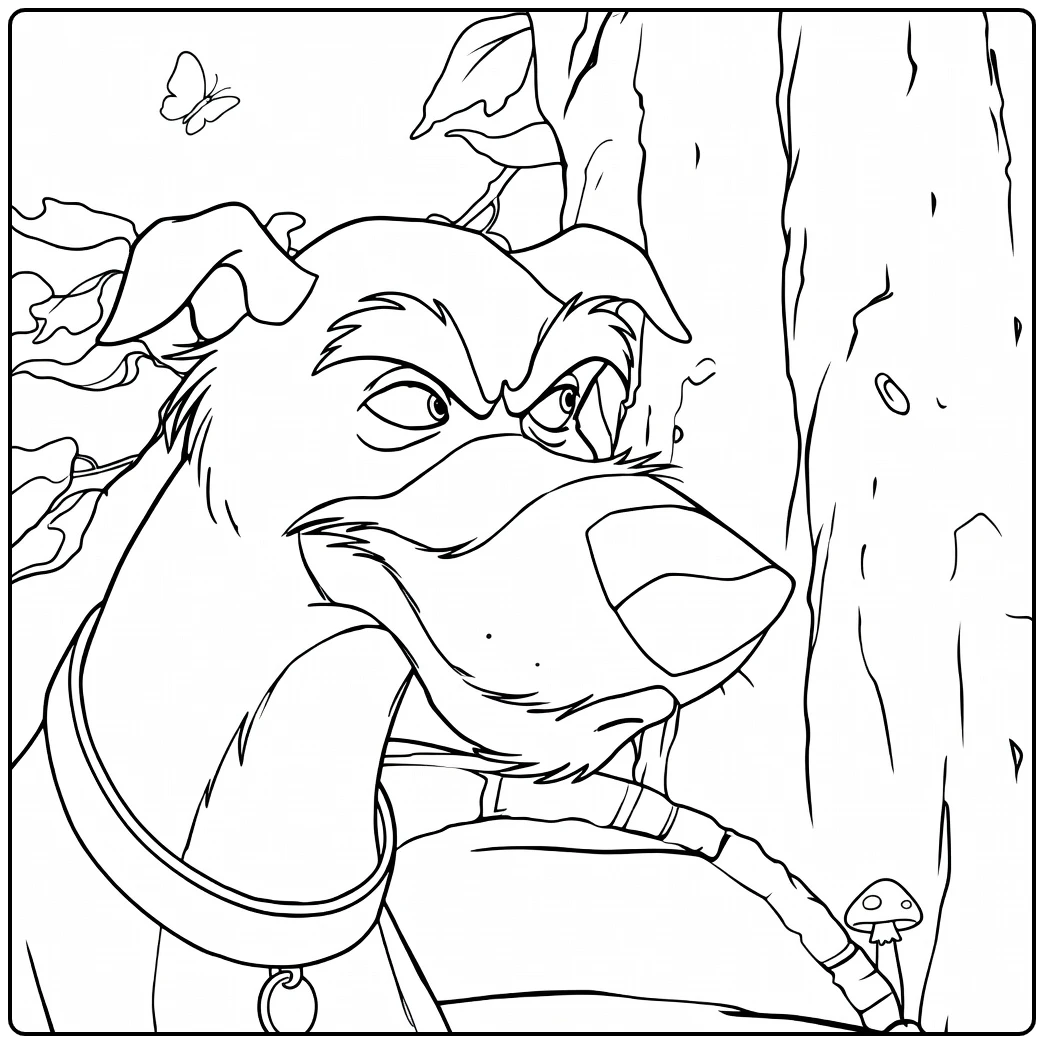 chief coloring page of a nieuwsgierige wolf in het bos