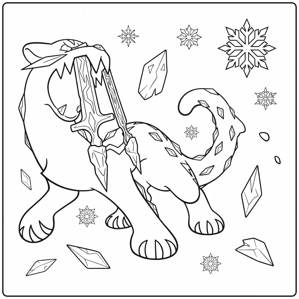 Chien Pao Fierce Snow Tiger with Ice coloring page