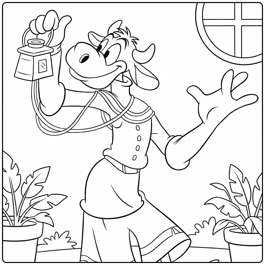 clarabelle Cow Disney Koe with Lamp coloring page