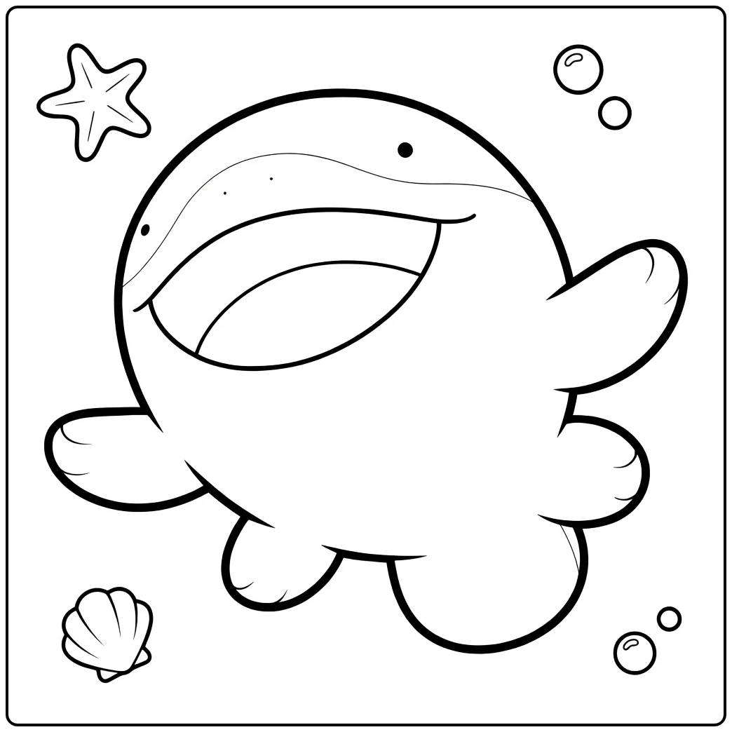 Clodsire Cheerful Underwater with Starfish coloring page
