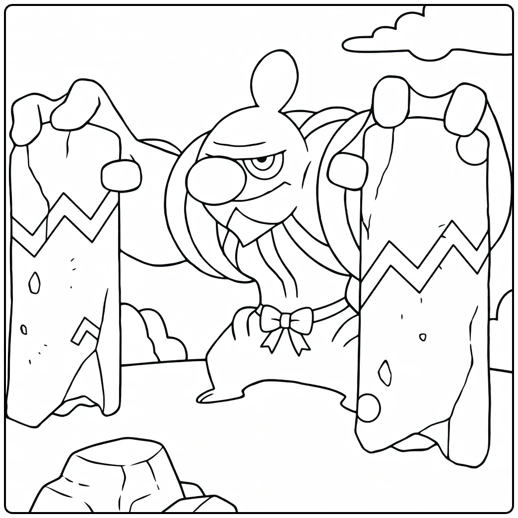 Conkeldurr Angry Expression and Clouds coloring page