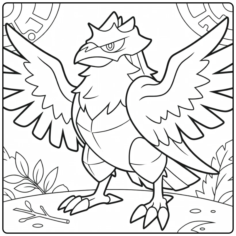 Corviknight Armored Bird in Full Glory coloring page