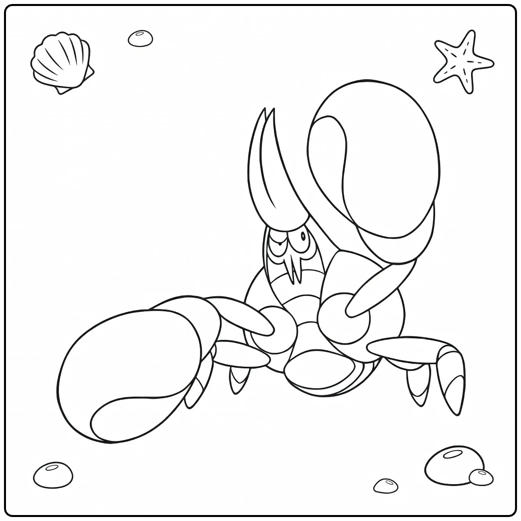Crabrawler Fighting Crab Pokemon Underwater coloring page