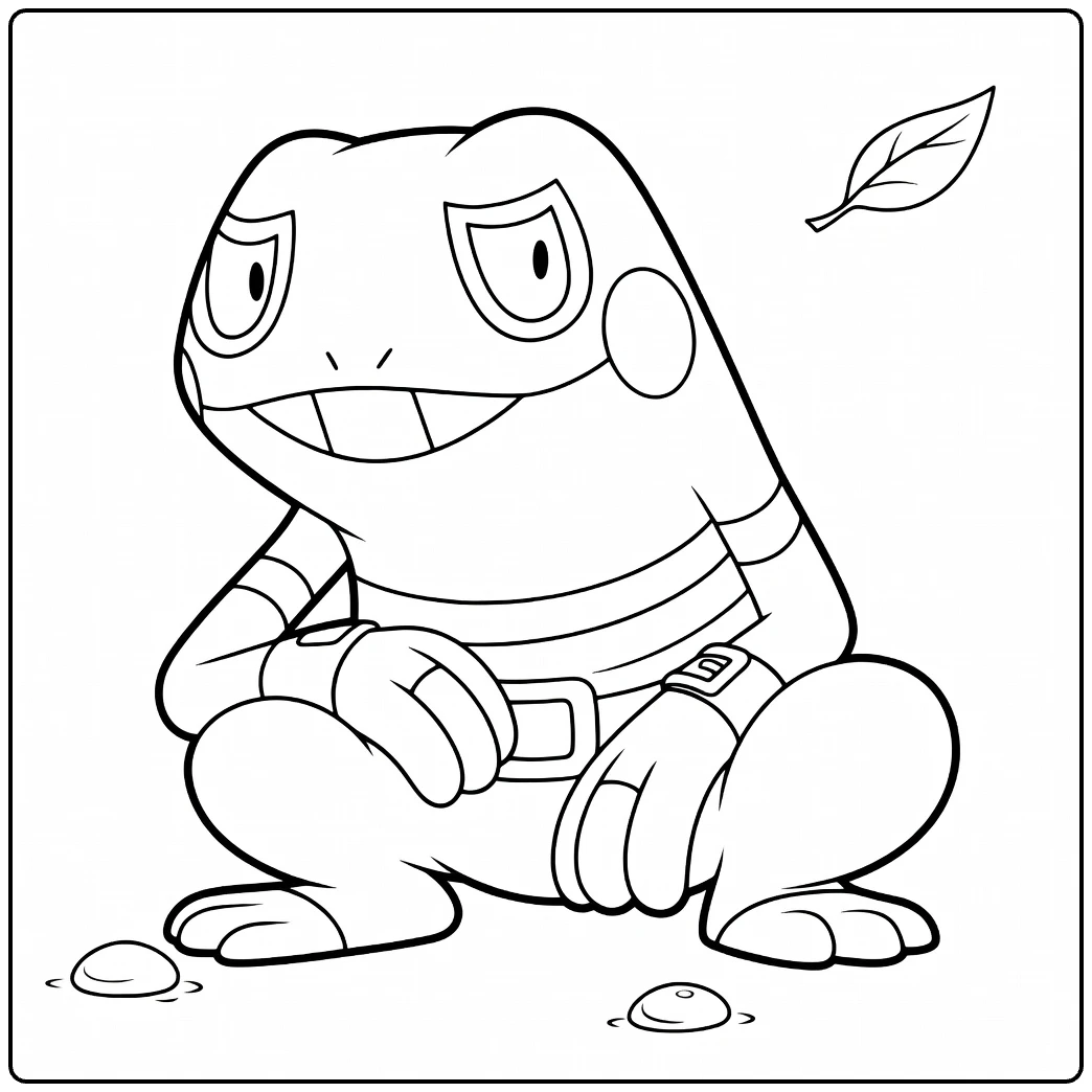 Croagunk Mischievous Sitting Frog coloring page