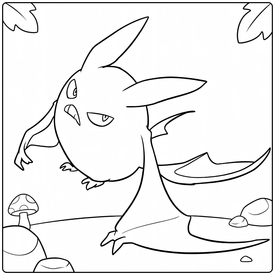 Crobat Angry Pokemon in Forest Setting coloring page
