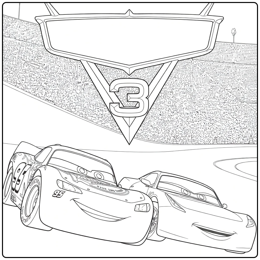 cruz Ramirez Lightning McQueen Racing in Front coloring page