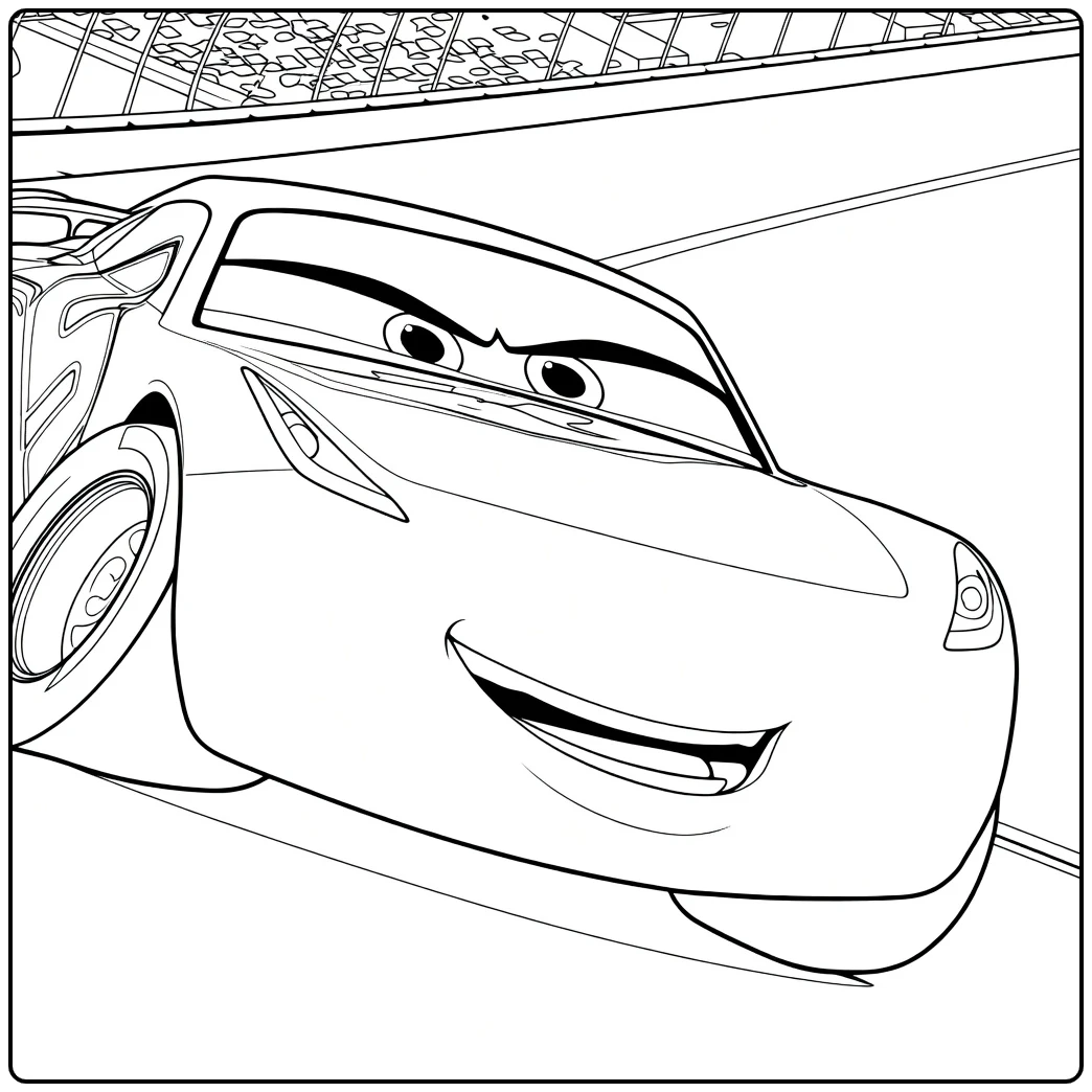 cruz Ramirez in Action on Renbaan coloring page