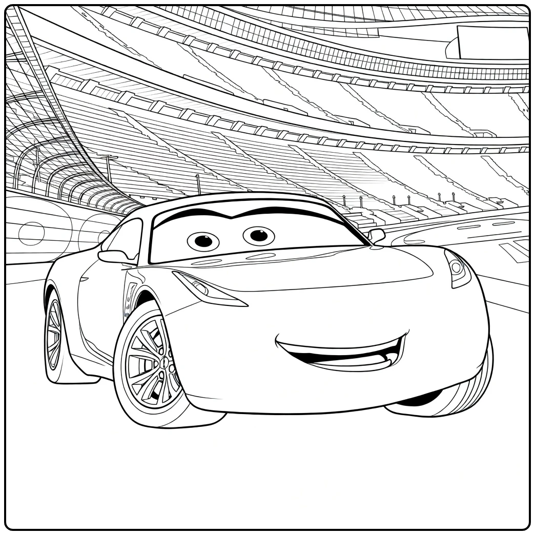 cruz Ramirez Smiling Race Car Track coloring page