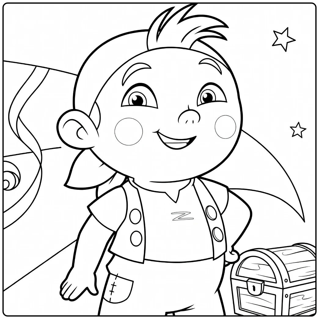 cubby Funny Boy with Piratenschat coloring page