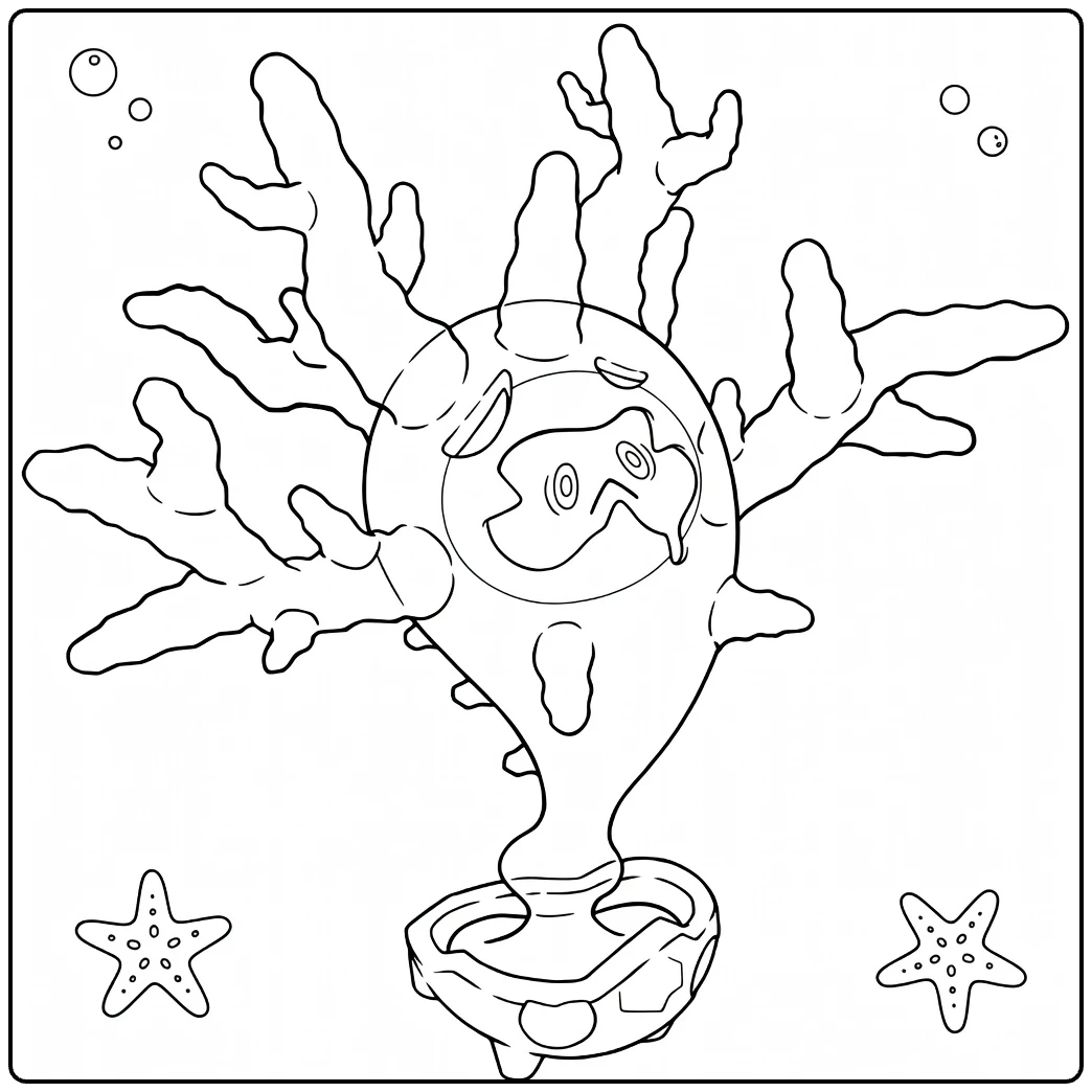 Cursola Fun Sea Pokemon coloring page