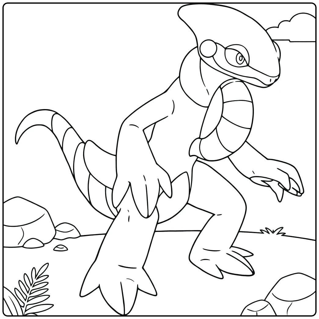 cyclizar coloring page with dynamische pose and natuur