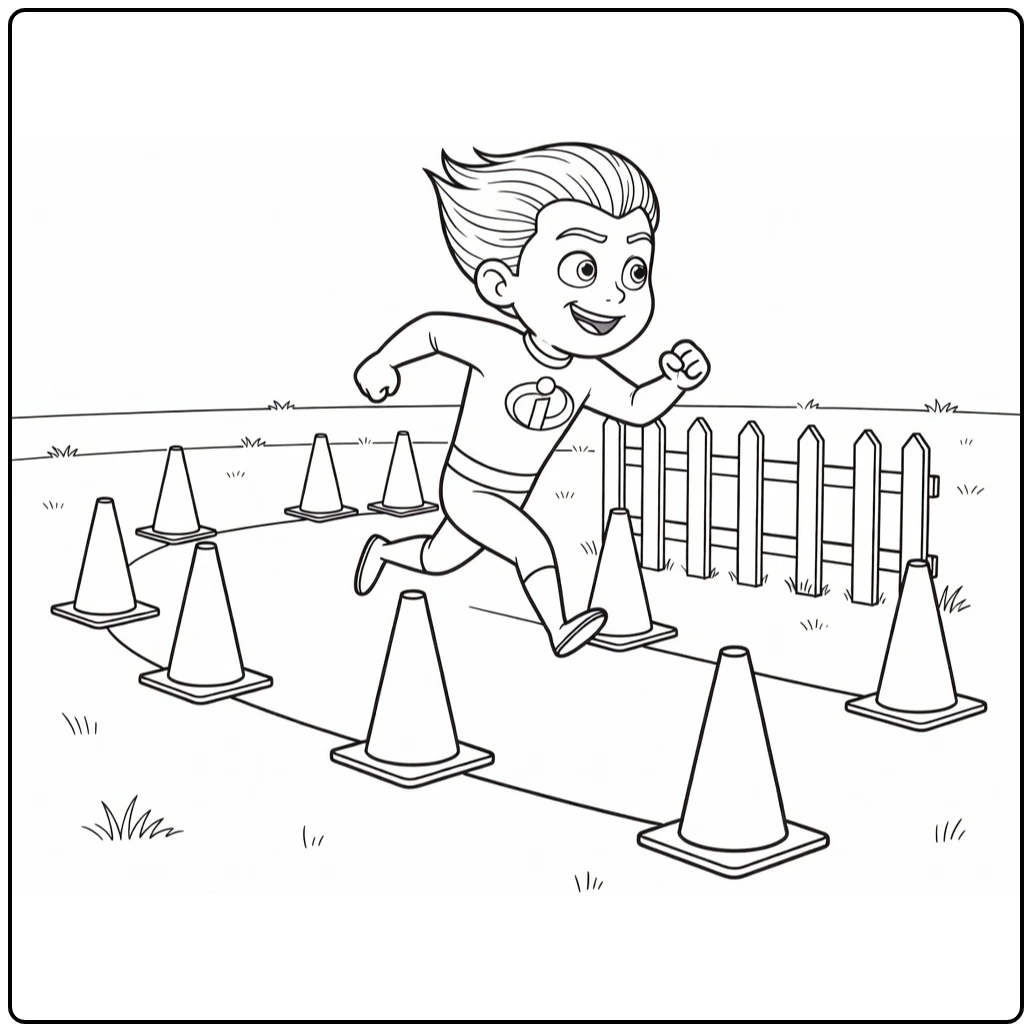 dash Parr Energieke Action in the Tuin coloring page