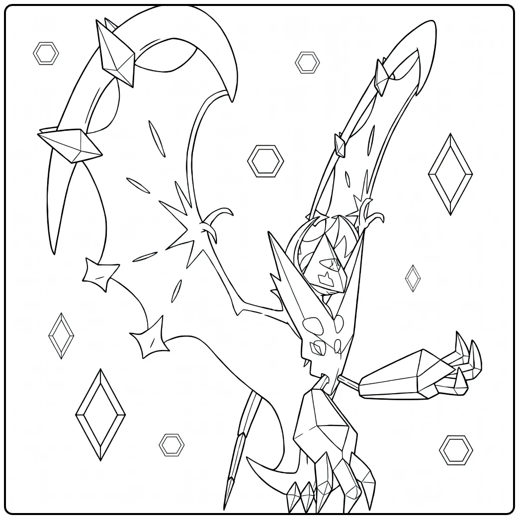 dawn wings necrozma coloring page in dynamische pose