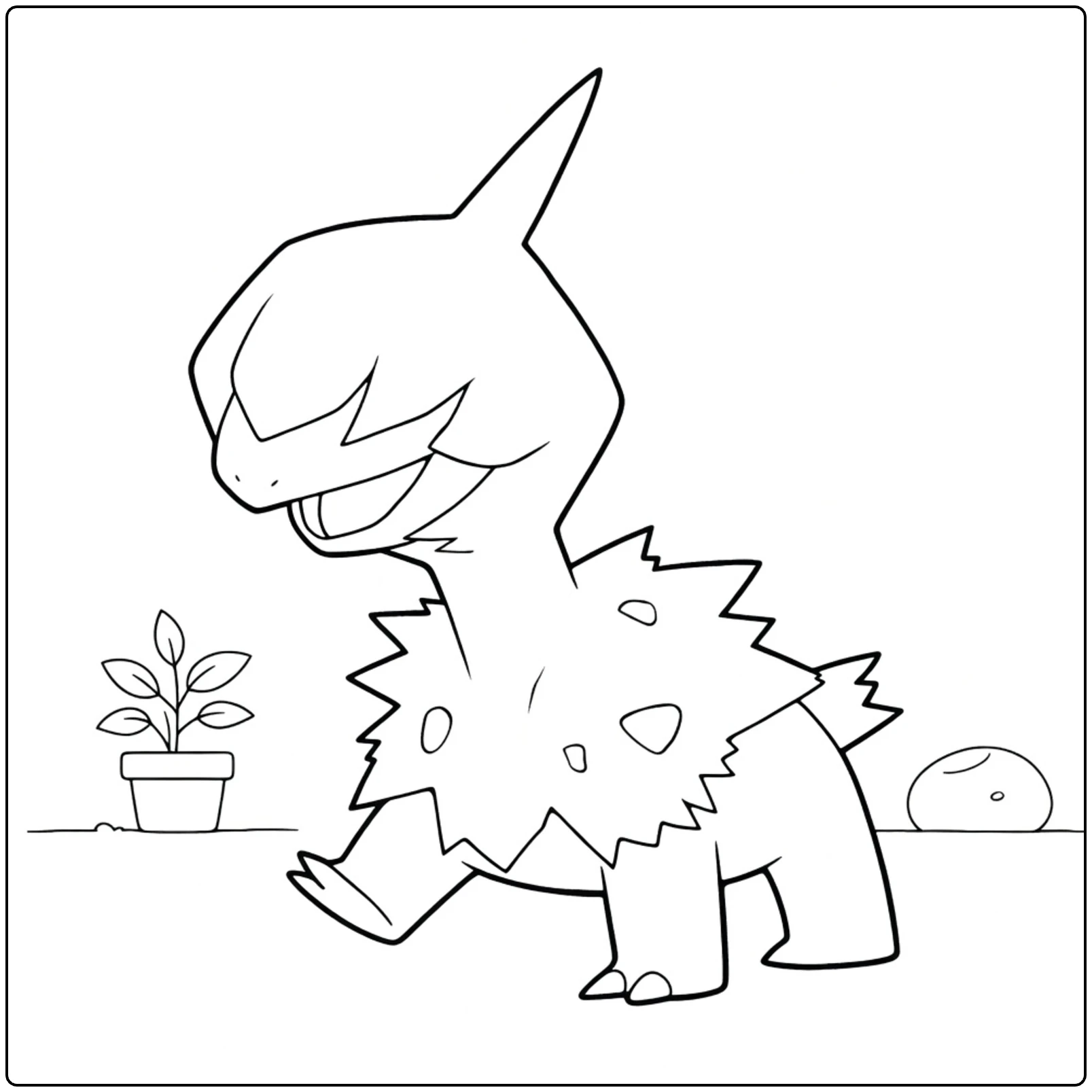 deino coloring page of woeste deino with potplant 48 karakters