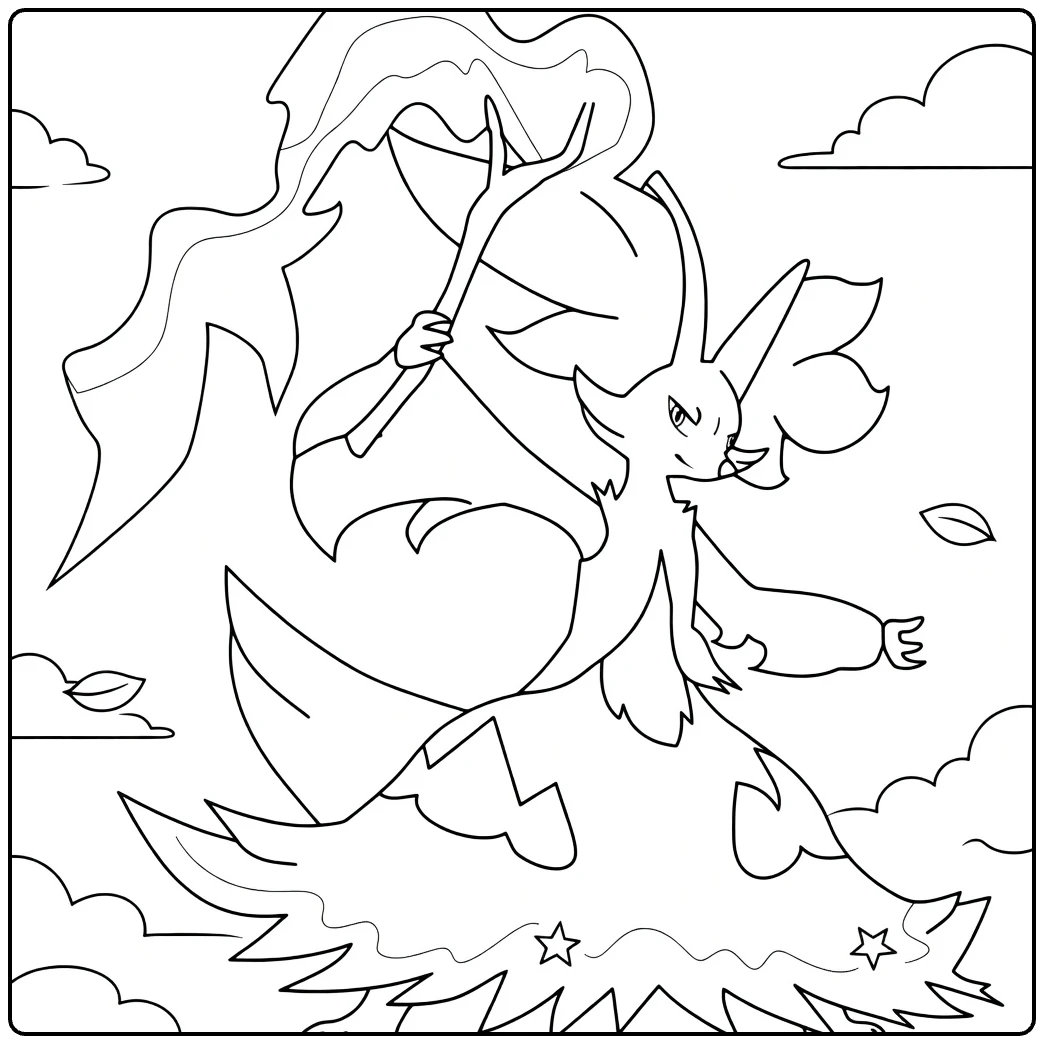 delphox coloring page vurige Pokemon in action