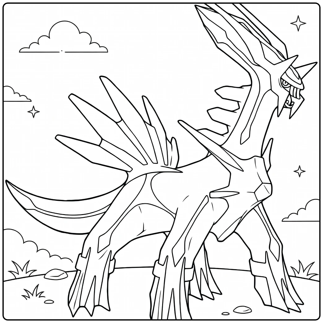 Dialga Mighty Staal Dragon Pokemon coloring page