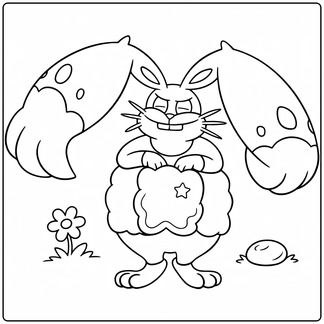 Diggersby Ei Flower and Big Floppy Ears coloring page