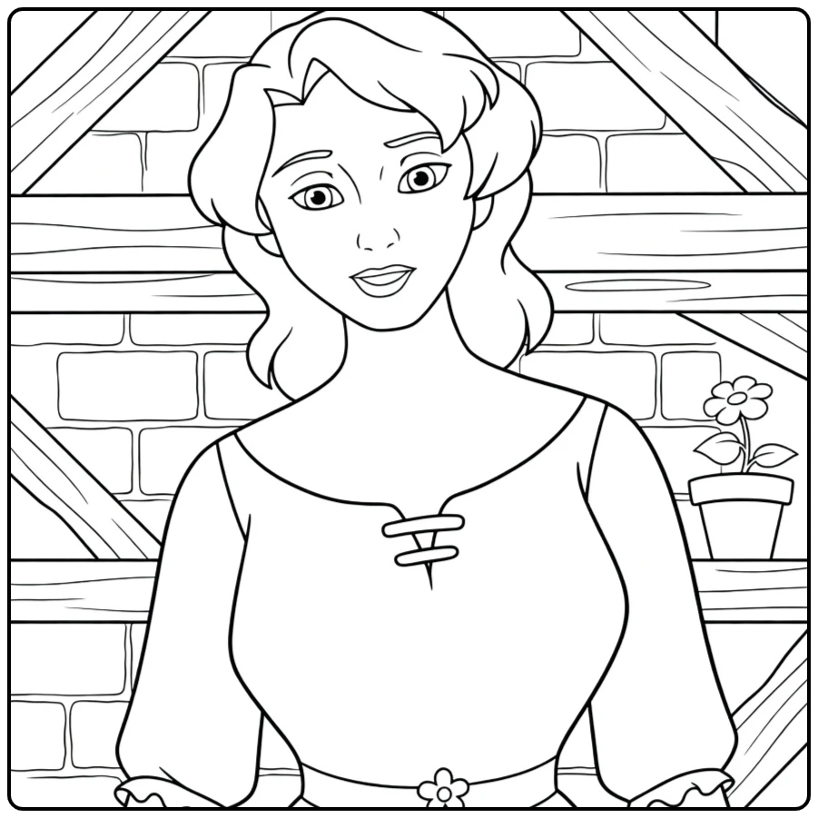 djali Elegante Dame for Bakstenen Muur coloring page