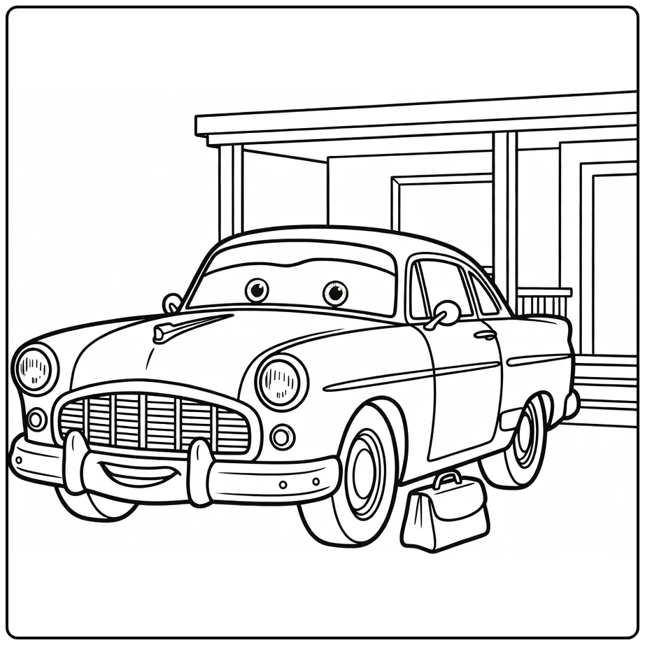 doc Hudson Geparkeerd with Kliniekveranda coloring page